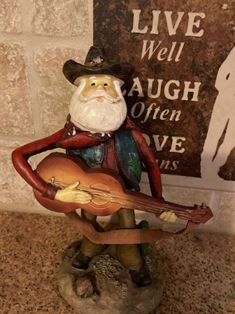Texas Santa Playing Guitar Texas Figurine