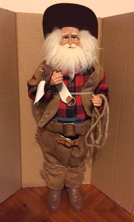 18" Texas Christmas Santa with his Saddle and Lariat