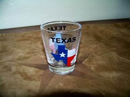 Texas Shot Glass with the State of Texas Map