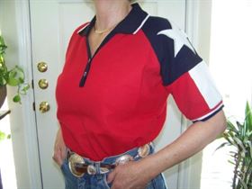 Ladies Polo Shirt with the Texas Flag  Sleeve 