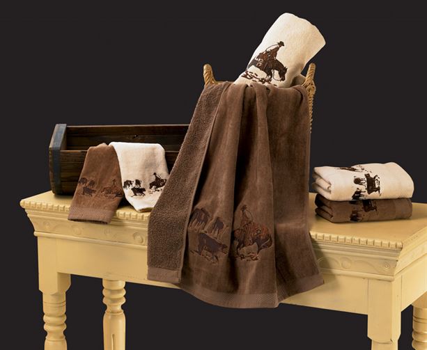 Texas Bathroom Accessories And Decor Embroidered Cutting Horse Bath Towel Set Texas Towels