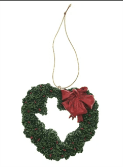 Texas Christmas Ornament - Texas Heart in a Holly Wreath