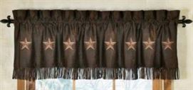 Laredo Western Curtain Valance Tan Lone Stars