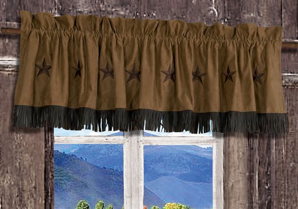 Laredo Western Curtain Valance Brown Lone Stars